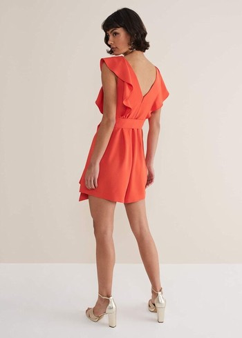 Phase Eight Oaklynn Ruffle Playsuit Jumpsuit Coral Canada | VMJNQO-405